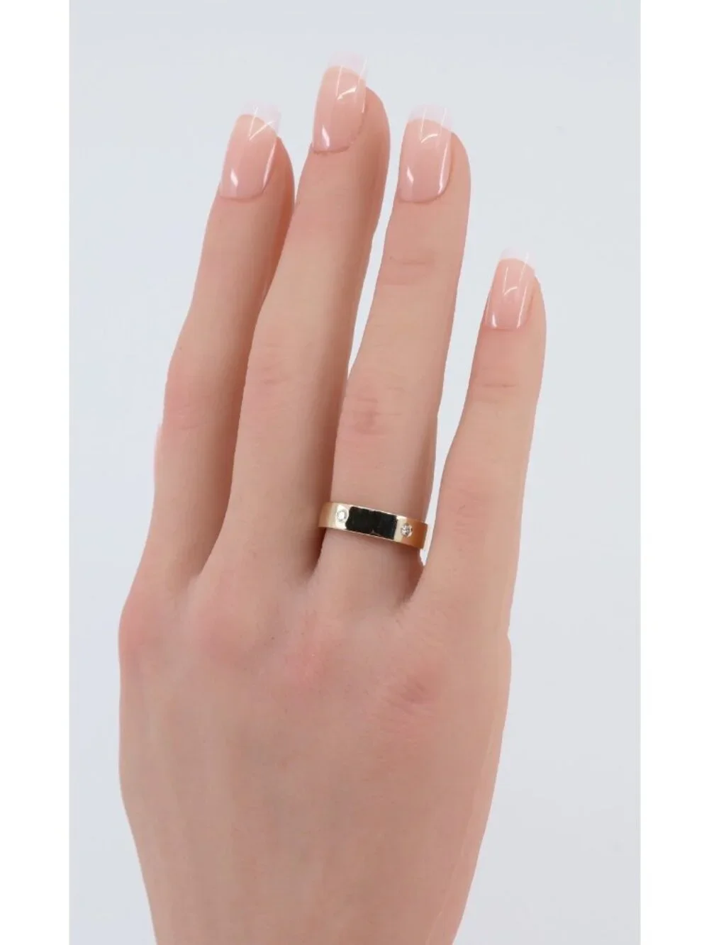 14K Solid Yellow Gold Flush Set Diamond Eternity Wedding Band Ring - Size 6.50
